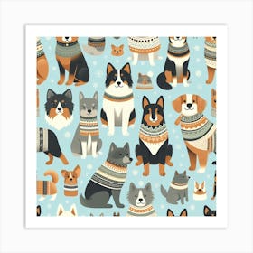 Scandinavian style,Pattern with dogs Art Print