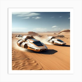 Futuristic Spaceships In The Desert Art Print