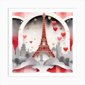 Valentine'S Day Paris textured monochromatic Art Print