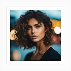 Beautiful Woman With Curly Hair Art Print