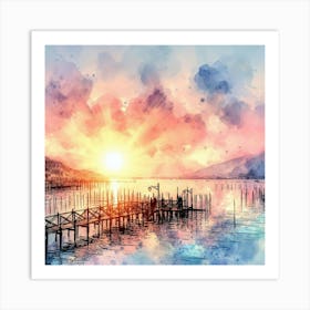 Watercolor Of A Pier Art Print