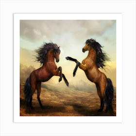 Two Horses Fighting Art Print