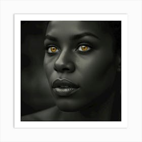 Natural Beauty Black Woman With Amber Eyes 1 Art Print