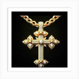 Cross Pendant With Diamonds Poster