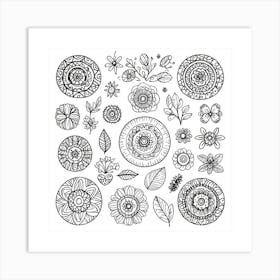 Doodles In Black And White Line Art 5 Art Print 0 1 Art Print