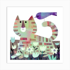 Cat And Bird Art Print