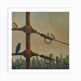 Birds On Wires Art Print