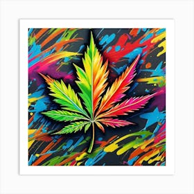 Colorful Marijuana Leaf 4 Art Print