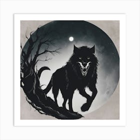 Wolf In The Woods 80 Art Print