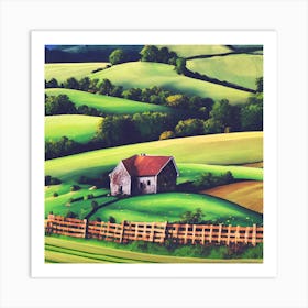 Farm In The Countryside 1 Art Print