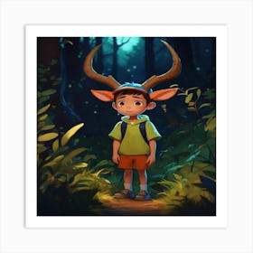 Boy In The Forest Art Print