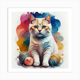 Cat With Yarn Art Print