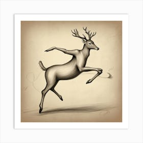 Deer Jumping 2 Art Print