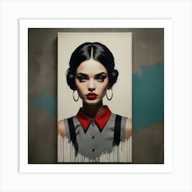 Girl With Red Lipstick Art Print