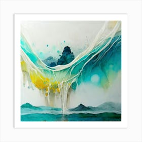 Abstract Wave In Teal Art Print