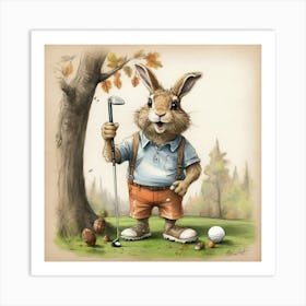 Bunny Golfer 3 Art Print