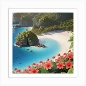 Tropical Beach Scene Art Print