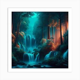 Waterfall In The Forest 2 Art Print