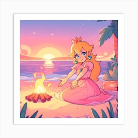 Peach Come Sit Art Print