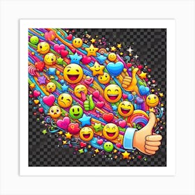 Emoticon stream Art Print