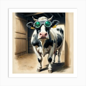 Cow With Goggles 3 Art Print