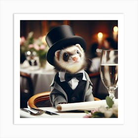 Ferret In Top Hat 3 Art Print