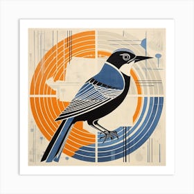 Retro Bird Lithograph Blue Jay 1 Art Print