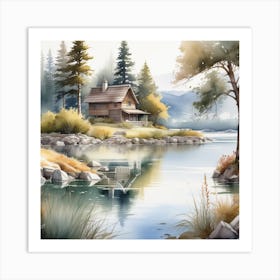 Cabin By The Lake 2 Art Print