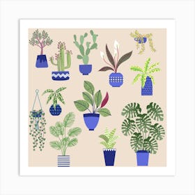 Potted House Plants Pink Art Print