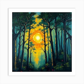 Sunset In The Woods 5 Art Print