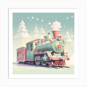 Christmas Train Art Print