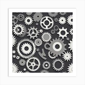 Gears On A Black Background 14 Art Print