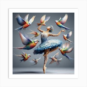 Ballet Dancer With Birds 1 Art Print
