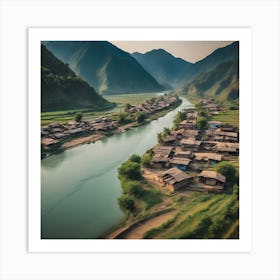 0 Beautiful Villages On The Banks Of The River, Chal Esrgan V1 X2plus Art Print