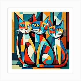 Cats Abstract Art Art Print