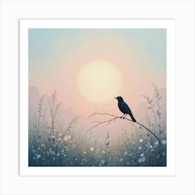 Crow At Sunset 1 Art Print