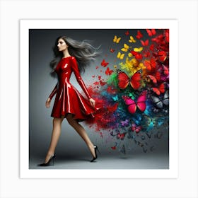 Beautiful Woman With Butterflies 2 Art Print