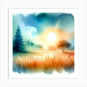 Watercolor Landscape Painting 57 Art Print