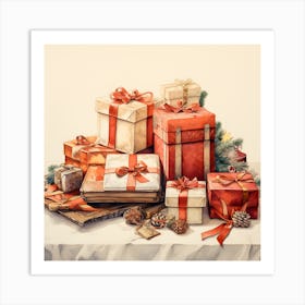 Elegant Christmas Giftbox Ilustration Series006 Art Print