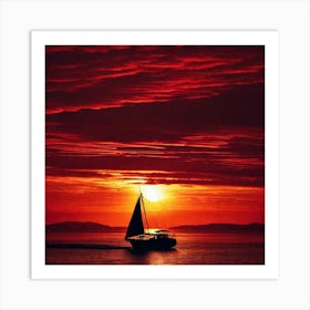 Sailboat At Sunset 25 Art Print