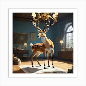 Deer In A Room 11 Art Print