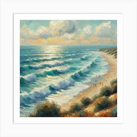 Sydney Beach, Acrylic Painting Style Art Print