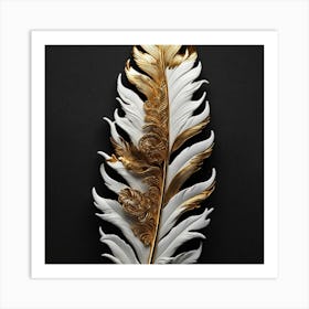 Gold And White Feather Art Print