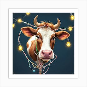 Christmas Cow 3 Art Print