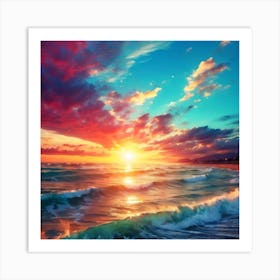 Sunset At The Beach Art Print