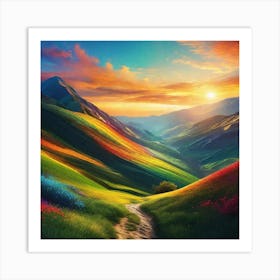 Sunset In The Mountains 34 Art Print