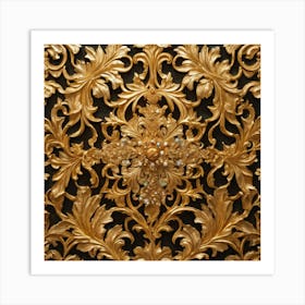 Gold Ornaments On A Wall Art Print