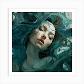 Girl In The Water Art Print