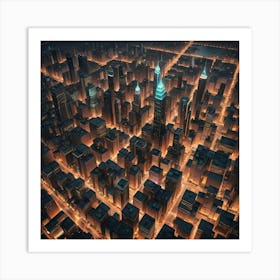 Cityscape At Night 10 Art Print