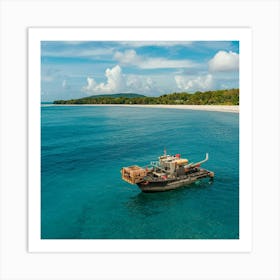 Fishing Boat On The Beach Art Print